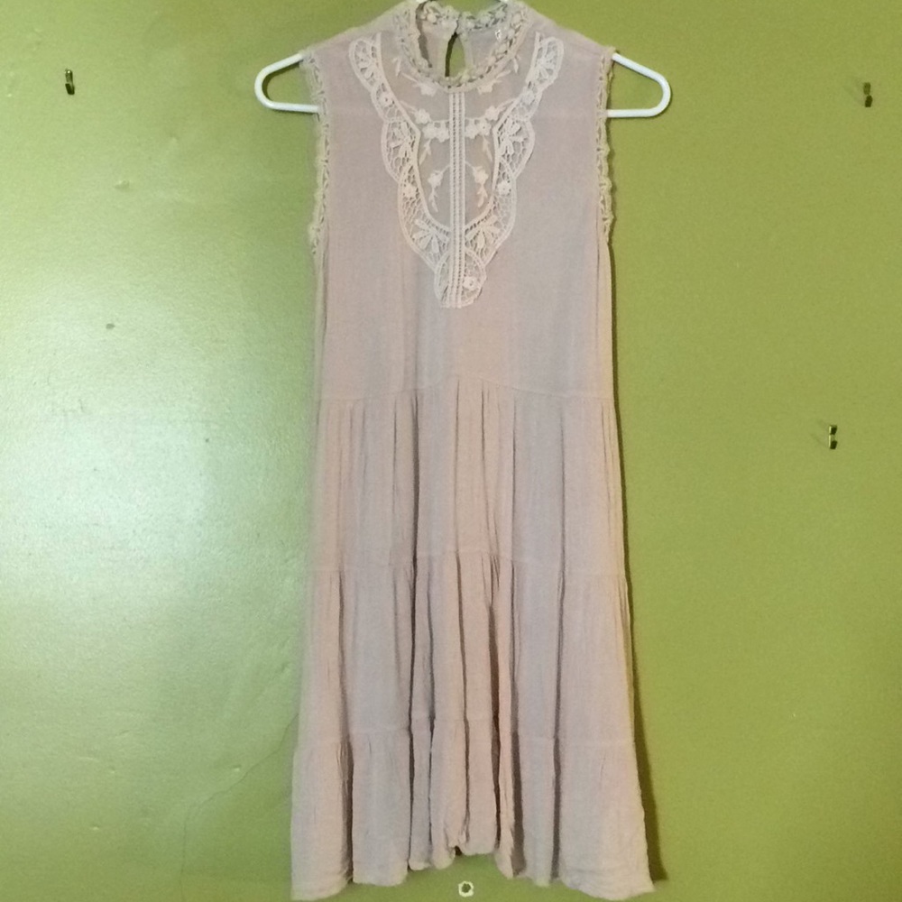 Lace panel peasant dress